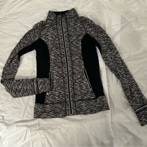 Reva Athletic Black and Gray Jacket with Marled Knit and Slimming Panels